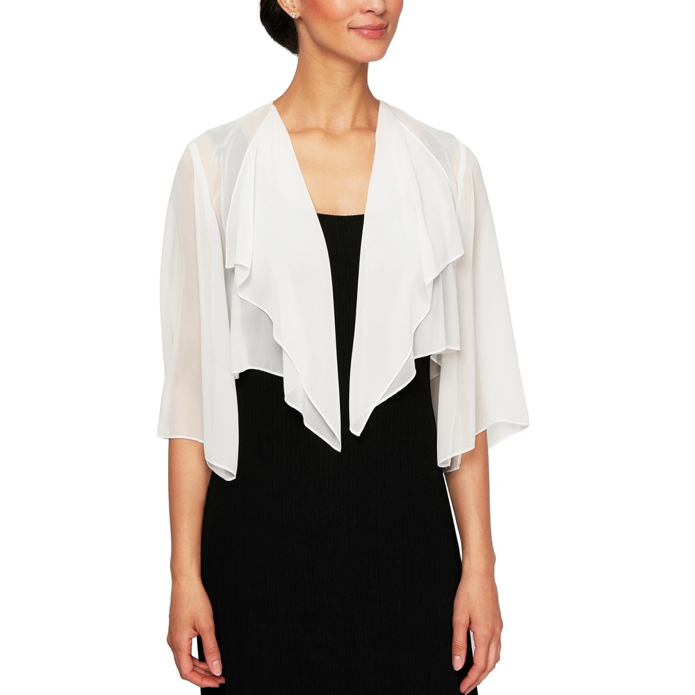 Alex Evenings Women's Shrug Jacket with 3/4 Sleeve Elegant Cropped Size L